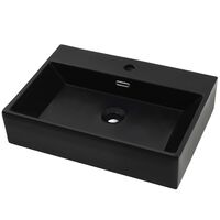 vidaXL Lavabo avec trou de robinet céramique noir 60,45x42,42x14,5 cm