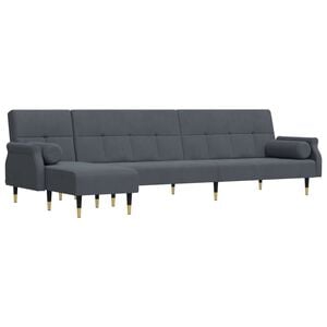 vidaXL Canap&eacute;-lit en forme de L gris 271x140x70 cm velours