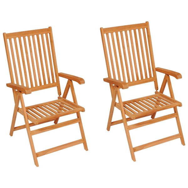vidaXL Chaises de jardin lot de 2 et coussins anthracite Bois de teck