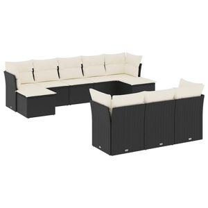 vidaXL Salon de jardin 10 pcs avec coussins noir r&eacute;sine tress&eacute;e