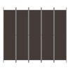 vidaXL Cloison de s&eacute;paration 5 panneaux Marron 250x220 cm Tissu