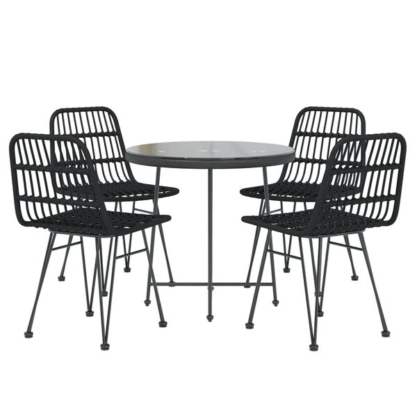 vidaXL Ensemble à manger de jardin 5 pcs Noir Résine tressée