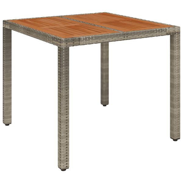 vidaXL Table de jardin dessus en bois Gris 90x90x75 cm R&eacute;sine tress&eacute;e