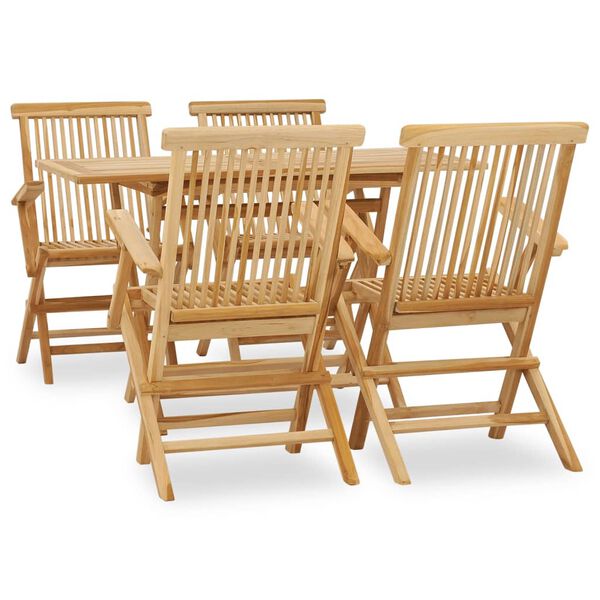 vidaXL Ensemble &agrave; manger de jardin 5 pcs bois de teck massif
