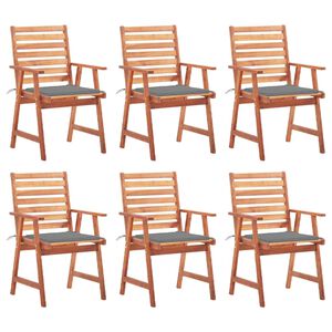 vidaXL Chaises &agrave; manger d'ext&eacute;rieur lot de 6 et coussins Acacia massif