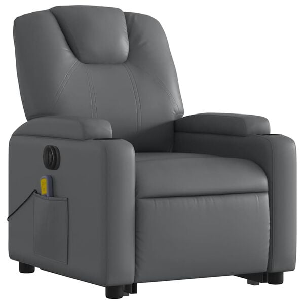 vidaXL Fauteuil inclinable de massage &eacute;lectrique gris similicuir