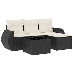 vidaXL Salon de jardin 5 pcs avec coussins noir r&eacute;sine tress&eacute;e