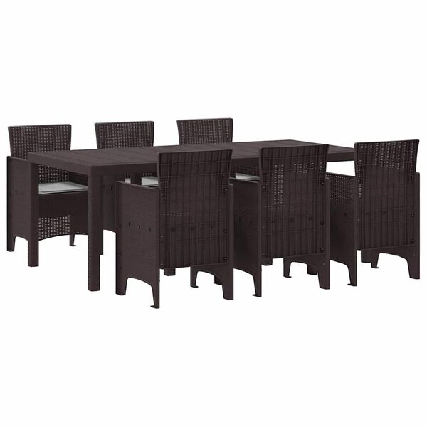 vidaXL Ensemble de salle à manger pour jardin 7 pcs Marron Rattan Polt