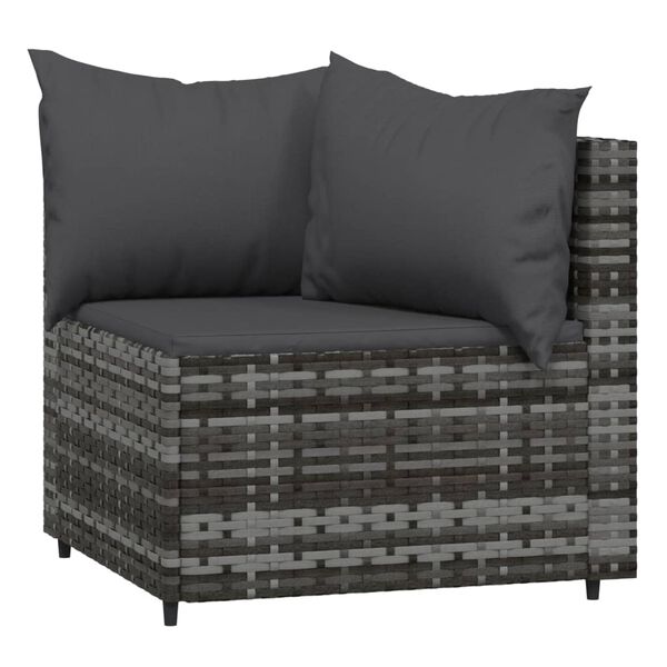 vidaXL Salon de jardin 4 pcs avec coussins Gris R&eacute;sine tress&eacute;e