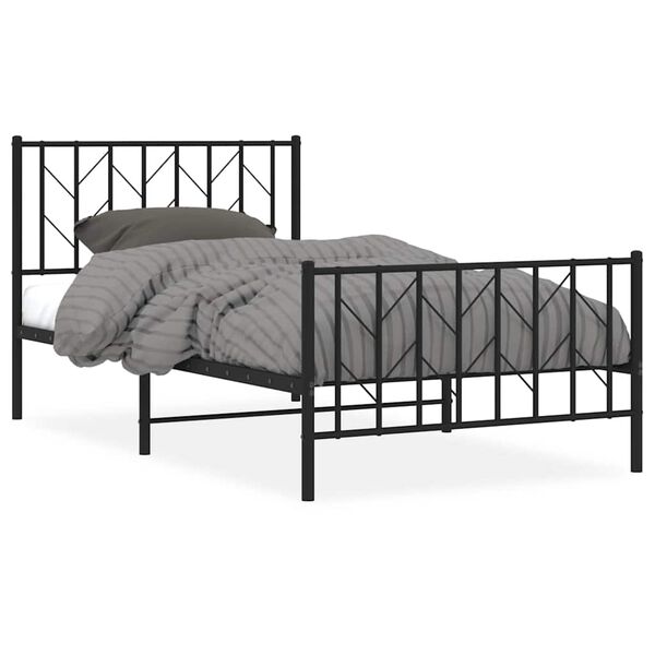vidaXL Cadre de lit m&eacute;tal sans matelas et pied de lit noir 100x200 cm