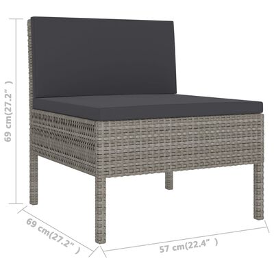 vidaXL Salon de jardin 8 pcs avec coussins Résine tressée Gris