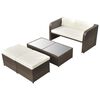vidaXL Salon de jardin 4 pcs avec coussins R&eacute;sine tress&eacute;e Marron