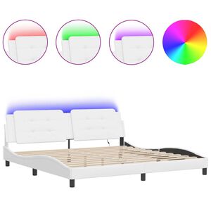 vidaXL Cadre de lit avec LED sans matelas Zadar blanc 193x203 cm