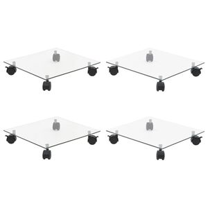 vidaXL Supports roulants &agrave; plantes 4 pcs 35x35 cm Carr&eacute; Verre tremp&eacute;
