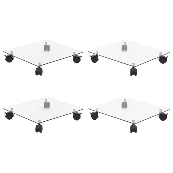 vidaXL Supports roulants &agrave; plantes 4 pcs 35x35 cm Carr&eacute; Verre tremp&eacute;