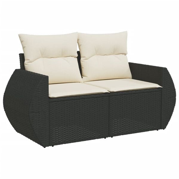 vidaXL Salon de jardin 11 pcs avec coussins noir r&eacute;sine tress&eacute;e