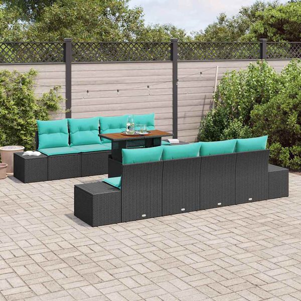 vidaXL Ensemble de salle &agrave; manger pour jardin 7 pcs Noir et Sarcelle