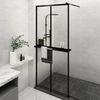 vidaXL Paroi de douche avec &eacute;tag&egrave;re Noir 100x195cm Verre ESG&Aluminium