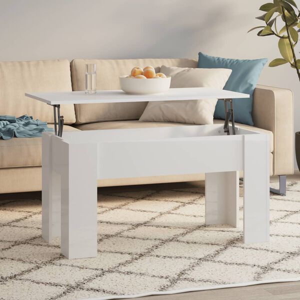 vidaXL Table basse blanc brillant 101x49x52 cm bois d'ing&eacute;nierie