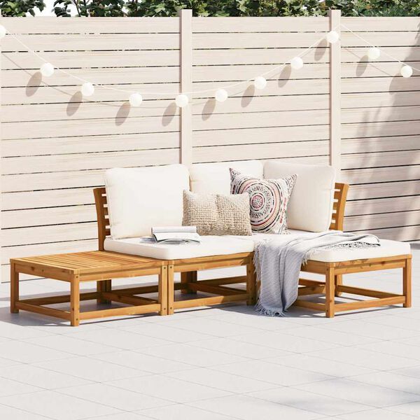 vidaXL Salon de jardin 4 pcs avec coussins Bois d'acacia solide