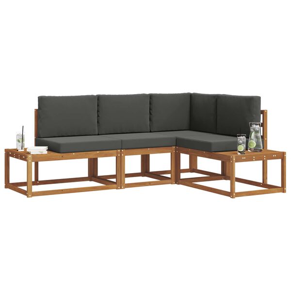 vidaXL Ensemble de canap&eacute;s d'ext&eacute;rieur 4 Pi&egrave;ce Naturel et Anthracite