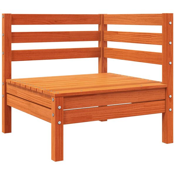 vidaXL Canapé d'angle de jardin coussins cire marron bois pin massif