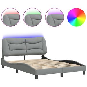 vidaXL Cadre de lit avec LED sans matelas Hvar gris clair 137x190 cm tissu