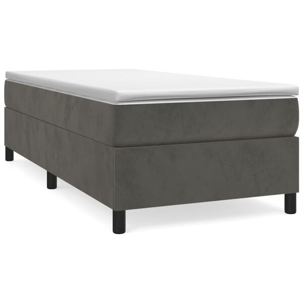 vidaXL Sommier &agrave; lattes de lit et matelas gris fonc&eacute; 100x203cm velours