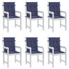 vidaXL Coussins de chaise à dossier bas lot de 6 bleu marine tissu