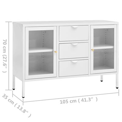 vidaXL Buffet Blanc 105x35x70 cm Acier et verre trempé