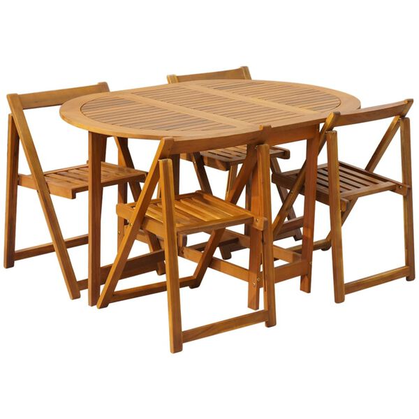 vidaXL Ensemble &agrave; manger d'ext&eacute;rieur pliable 5pcs Bois d'acacia solide