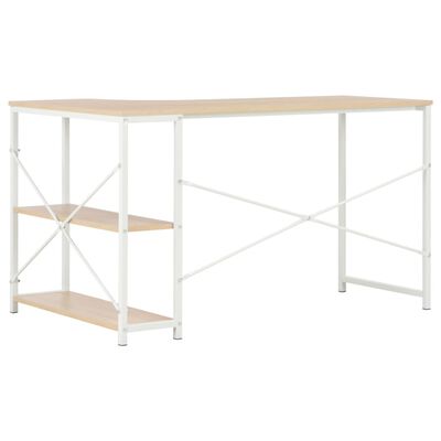 vidaXL Bureau d'ordinateur Blanc et chêne 120 x 72 x 70 cm