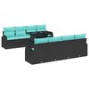 vidaXL Ensemble de canap&eacute; de jardin 9 pcs Noir Poly Rattan