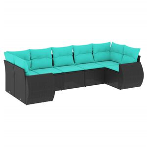 vidaXL Salon de jardin 7 pcs avec coussins noir r&eacute;sine tress&eacute;e