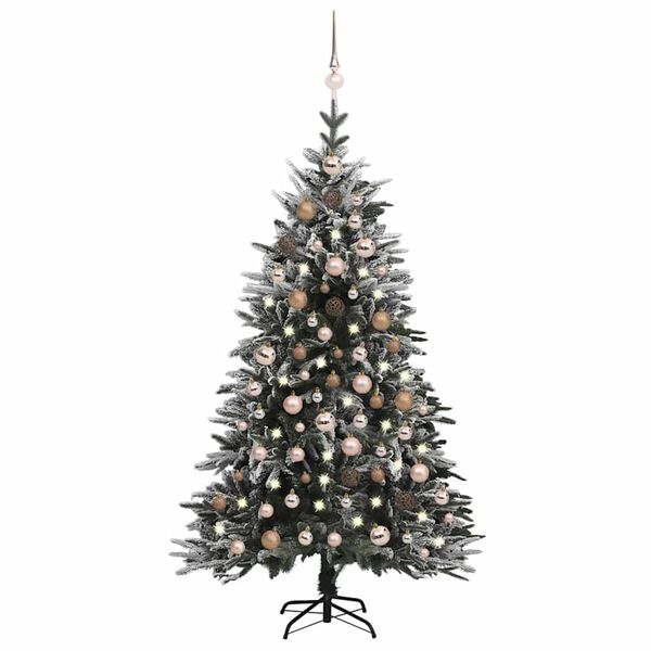 vidaXL Sapin de No&euml;l artificiel LED et flocons de neige 180 cm PVC PE