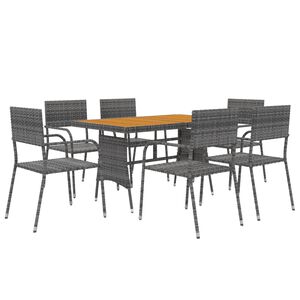vidaXL Mobilier &agrave; d&icirc;ner d'ext&eacute;rieur 7 pcs R&eacute;sine tress&eacute;e Gris