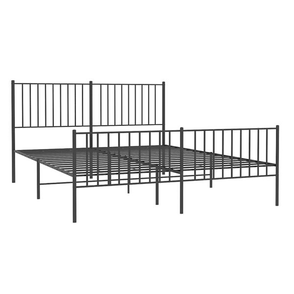 vidaXL Cadre de lit m&eacute;tal sans matelas avec pied de lit noir 150x200cm
