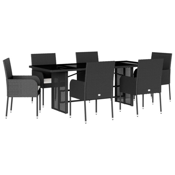 vidaXL Ensemble &agrave; manger de jardin et coussins 7 pcs gris rotin