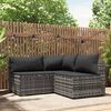 vidaXL Salon de jardin 3 pcs avec coussins Gris R&eacute;sine tress&eacute;e
