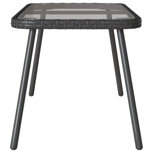 vidaXL Table basse Noir 90 x 45 x 43 cm Poly Rattan et verre