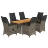 vidaXL Ensemble &agrave; manger de jardin et coussins 7 pcs gris rotin