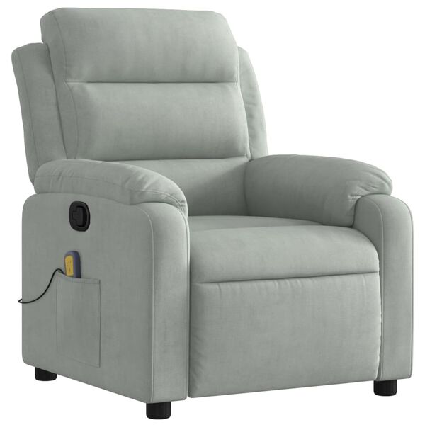 vidaXL Fauteuil inclinable de massage gris clair velours