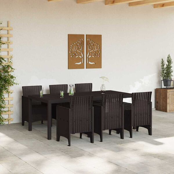 vidaXL Ensemble de salle à manger pour jardin 7 pcs Marron Rattan Polt