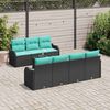 vidaXL Ensemble de canap&eacute; de jardin 8 pcs Noir et turquoise