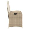 vidaXL Chaise inclinable de jardin avec coussins beige r&eacute;sine tress&eacute;e