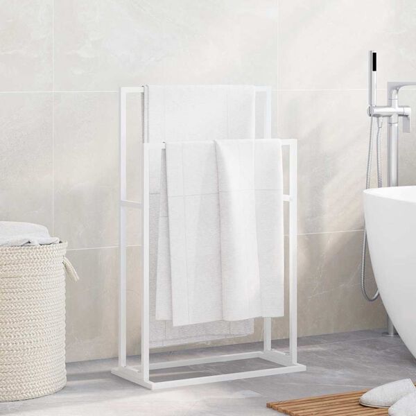vidaXL Porte-serviettes sur pied Blanc 48x24x78,5 cm Fer