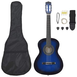 vidaXL Ensemble de guitare classique pour d&eacute;butants 8 pcs bleu 3/4 36"
