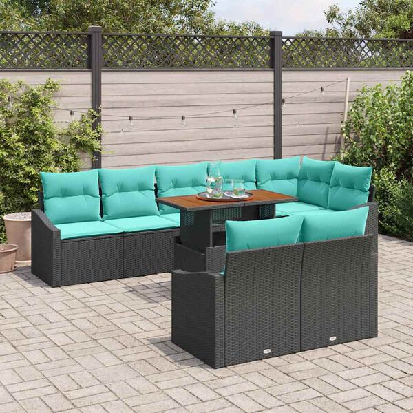vidaXL Ensemble de salle &agrave; manger pour jardin 9 pcs Noir et Sarcelle