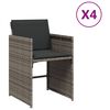 vidaXL Chaises de jardin avec coussins lot de 4 gris r&eacute;sine tress&eacute;e