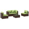 vidaXL Salon de jardin 5 pcs avec coussins r&eacute;sine tress&eacute;e marron